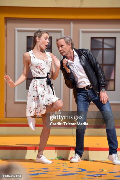 Peter Kraus performs the 2nd ARD live TV show 'Immer wieder sonntags' at Europa-Park on May 26, 2019 in Rust, Germany.