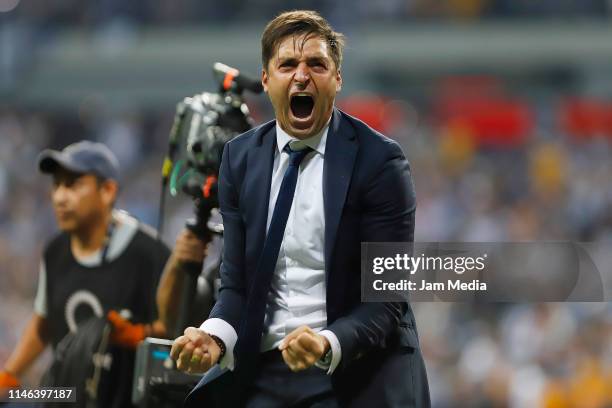Diego Alonso, Head Coach of Monterrey celebrates after the victory during the final second leg match between Monterrey and Tigres UANL as part of the...