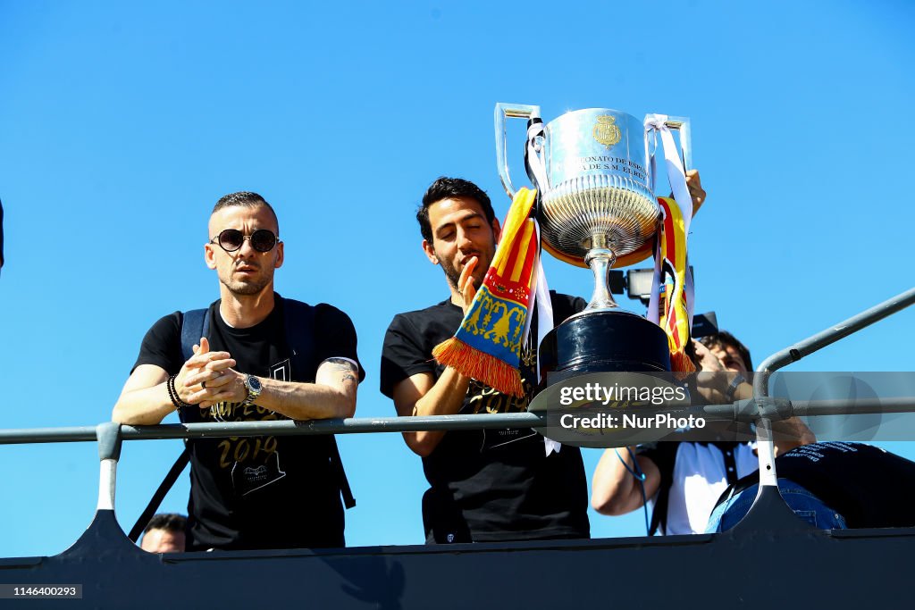 Valencia CF Trophy Parade In Valencia