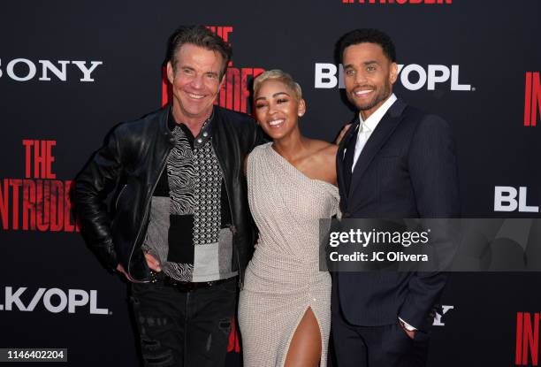 Actors Dennis Quaid, Meagan Good and Michael Ealy attend the Screen Gems premiere of 'The Intruder' at ArcLight Hollywood on May 01, 2019 in...