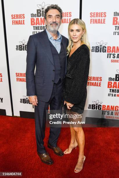 Chuck Lorre and Arielle Lorre attend series finale party for CBS' "The Big Bang Theory" at The Langham Huntington, Pasadena on May 01, 2019 in...