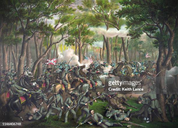 battle of the wilderness - civil war stock illustrations