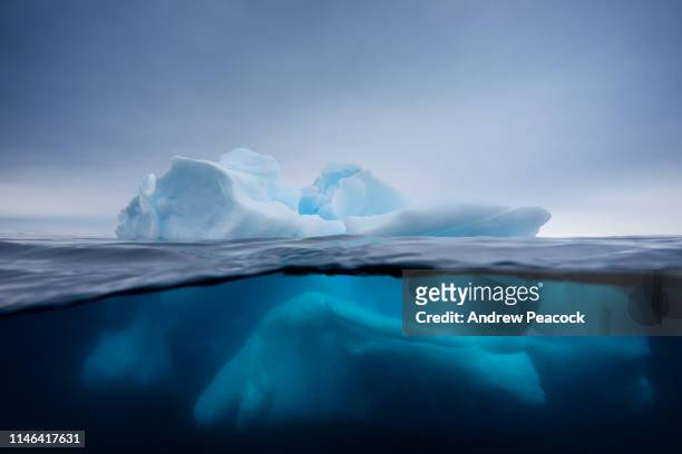 iceberg under and over water - iceberg imagens e fotografias de stock