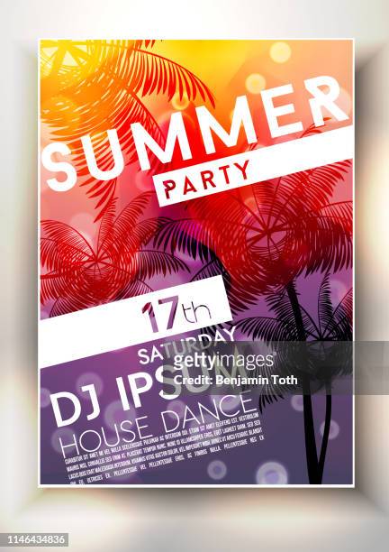 summer party poster design - tropical music stock illustrations