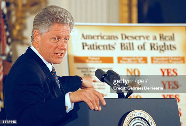 President Clinton spoke at a press conference today urging voters to elect congressional candidates sympathetic to his ``patient's bill of rights''''...