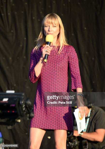 Sara Cox introduces the next performer on stage at the Radio 2 'Festival In A Day' at Hyde Park, September 11th, 2016 in London, England.