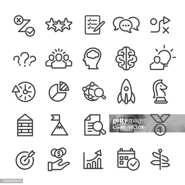 business solution icons set - smart line series - conspiracy icon stock illustrations