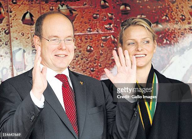 June 2010: Monacos Prince Albert II and his South African girlfriend Charlene Wittstock were guests at the opening of the newly upgraded NY49 sports...