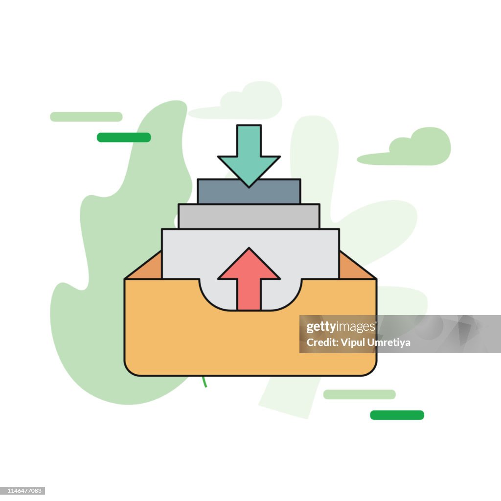 Drawer mail box line icon