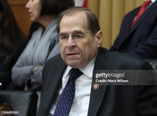 Chairman Jerrold Nadler speaks during a House Judiciary Committee hearing where Attorney General William Barr declined to appear, Capitol Hill on May...