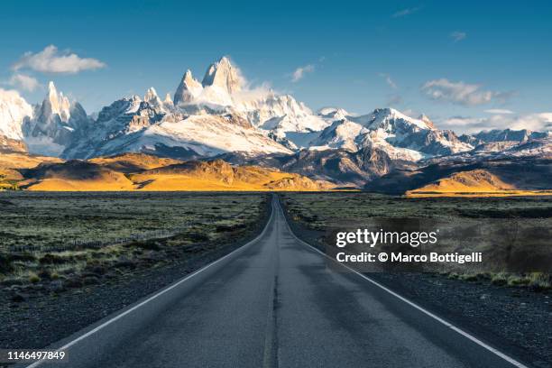 road to el chalten and mt fitz roy, patagonia, argentina - argentina landmark stock pictures, royalty-free photos & images