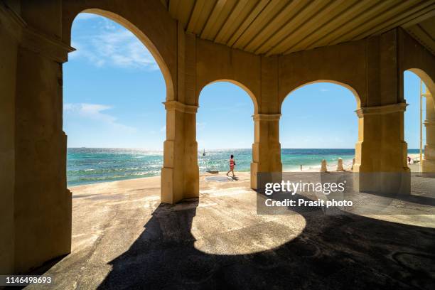 view of the india tea-rooms at cottesloe beach in perth, western australia, australia. - perth landmarks stock pictures, royalty-free photos & images