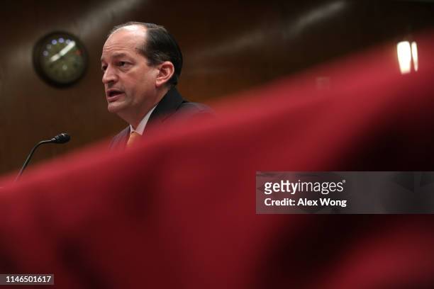 Labor Secretary Alexander Acosta testifies during a hearing before the Labor, Health and Human Services, Education and Related Agencies Subcommittee...