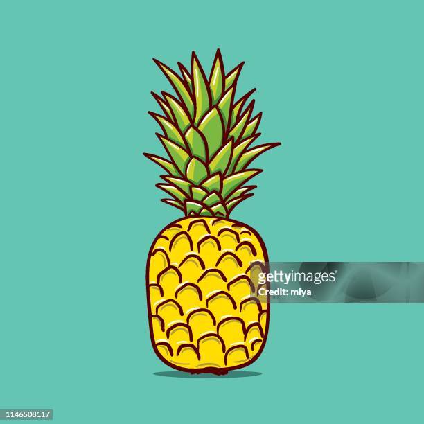 stockillustraties, clipart, cartoons en iconen met pineapple outline illustratie. vector doodle sketch hand getekende illustratie - pineapple