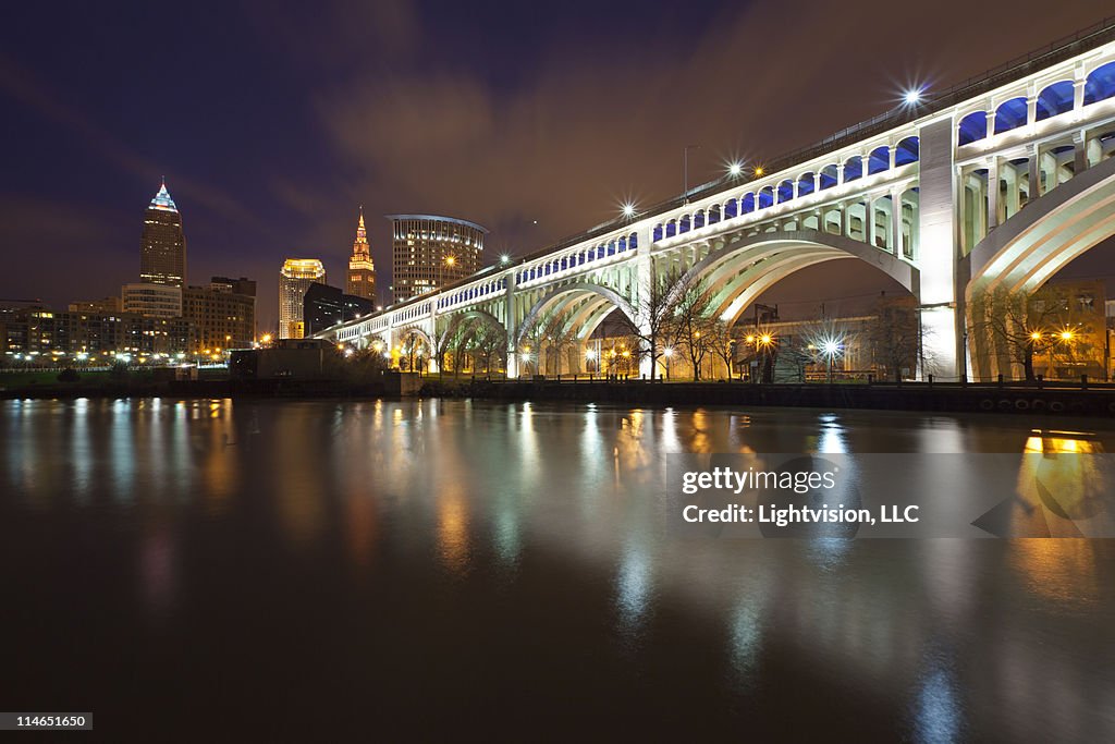 Downtown Bridge Reflection - Cleveland, Ohio