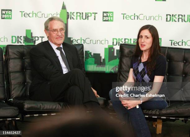 Don Runkle of Ecomotors and TechCrunch writer Lora Kolodny interview at TechCrunch Disrupt New York May 2011 at Pier 94 on May 25, 2011 in New York...