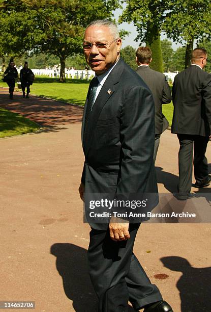 General Colin Powell during D-DAY 60th Anniversary Celebration: ColleVille - Omaha Beach United States/France Ceremony at Omaha Beach - Normandy...