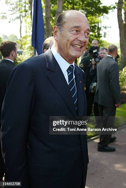 French President Jacques Chirac during D-DAY 60th Anniversary Celebration: ColleVille - Omaha Beach United States/France Ceremony at Omaha Beach -...