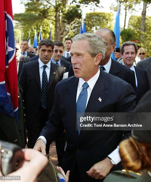 Bush Day 40 60th Anniversary Celebration Colleville Omaha Beach United Stock ...