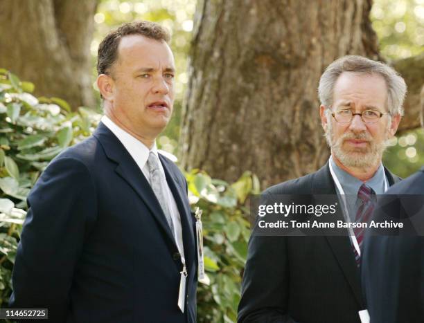 Tom Hanks & Steven Spielberg during D-DAY 60th Anniversary Celebration: ColleVille - Omaha Beach United States/France Ceremony at Omaha Beach -...