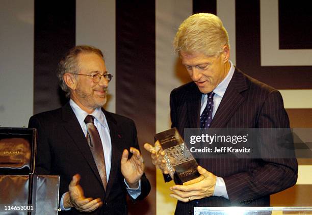 Steven Spielberg and Bill Clinton during Ambassadors For Humanity Honoring President William Jefferson Clinton To Benefit The Shoah Foundation at...