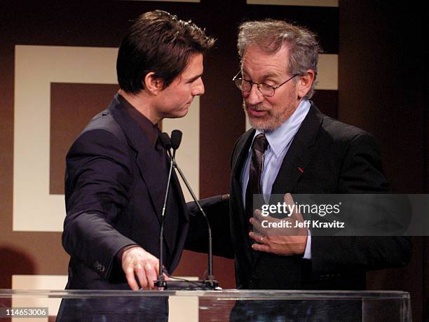 Tom Cruise and Steven Spielberg during Ambassadors For Humanity Honoring President William Jefferson Clinton To Benefit The Shoah Foundation at...