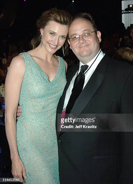 Brenda Strong and Marc Cherry during 2005 TV Land Awards - Backstage at Barker Hangar in Santa Monica, California, United States.