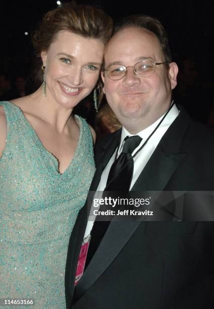 Brenda Strong and Marc Cherry during 2005 TV Land Awards - Backstage at Barker Hangar in Santa Monica, California, United States.