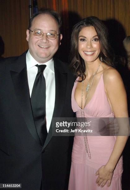 Marc Cherry and Teri Hatcher during 2005 TV Land Awards - Backstage at Barker Hangar in Santa Monica, California, United States.