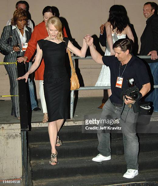 Nicole Kidman and Kevin Mazur during 2005 MTV Movie Awards - Backstage and Audience at Shrine Auditorium in Los Angeles, California, United States.