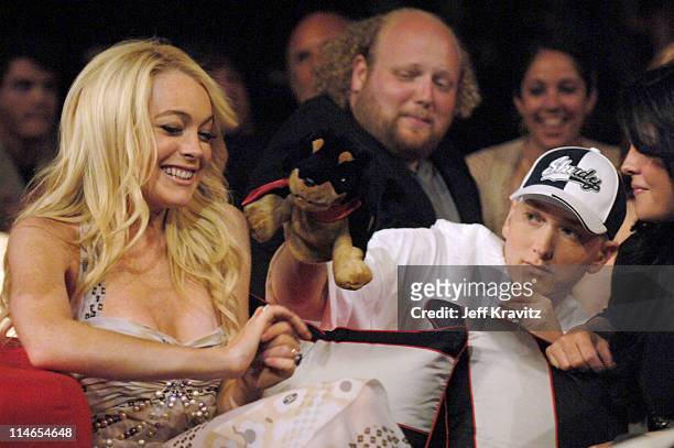 Lindsay Lohan and Eminem during 2005 MTV Movie Awards - Show at Shrine Auditorium in Los Angeles, California, United States.