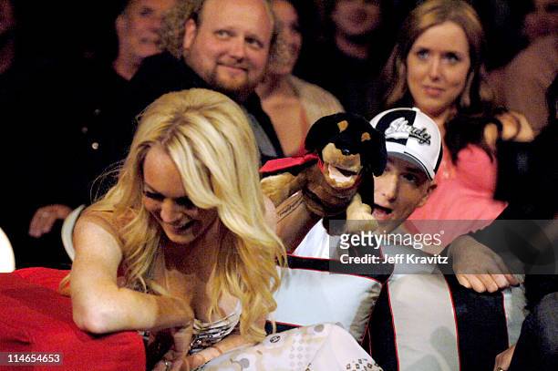 Lindsay Lohan and Eminem during 2005 MTV Movie Awards - Show at Shrine Auditorium in Los Angeles, California, United States.