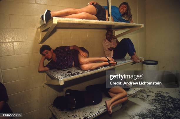 Busy Friday night at the Maricopa County Jail in April 14, 1995 in Phoenix, Arizona,.