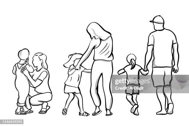 parenting styles - black and white people holding hands stock illustrations