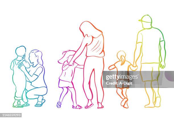 parenting styles rainbow - showing compassion stock illustrations