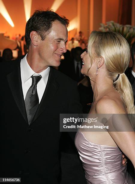 Mark Moses and Nicollette Sheridan during 57th Annual Primetime Emmy Awards - Governors Ball at The Shrine in Los Angeles, California, United States.