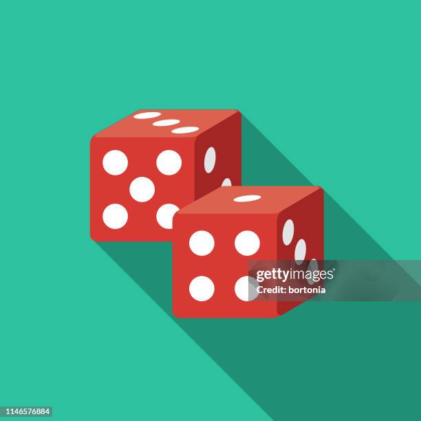 illustrazioni stock, clip art, cartoni animati e icone di tendenza di icona di dice game flat design - dado