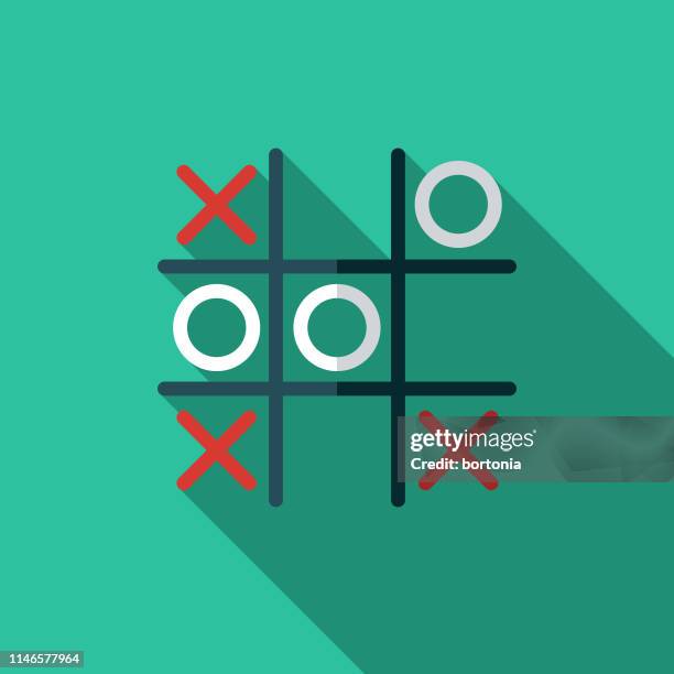 stockillustraties, clipart, cartoons en iconen met tic tac toe spel platte ontwerp icoon - toe