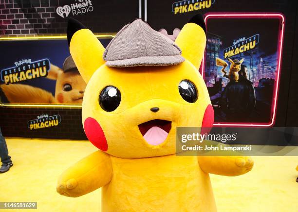 Pokemon character is seen during "Pokemon Detective Pikachu" U.S. Premiere at Times Square on May 02, 2019 in New York City.