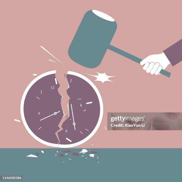 crush time - broken clock stock illustrations
