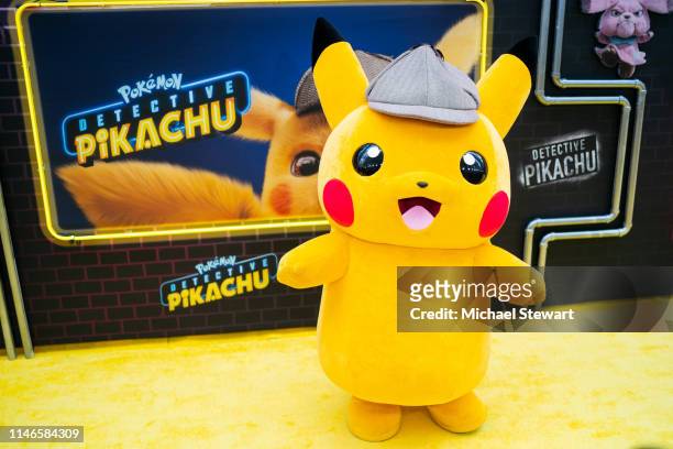Detective Pikachu character attends the 'Pokemon Detective Pikachu' U.S. Premiere at Times Square on May 02, 2019 in New York City.