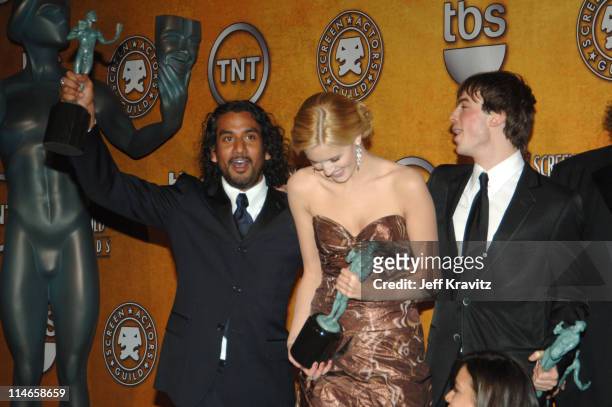 Naveen Andrews, Maggie Grace and Ian Somerhalder of "Lost," winner Outstanding Ensemble in a Drama Series