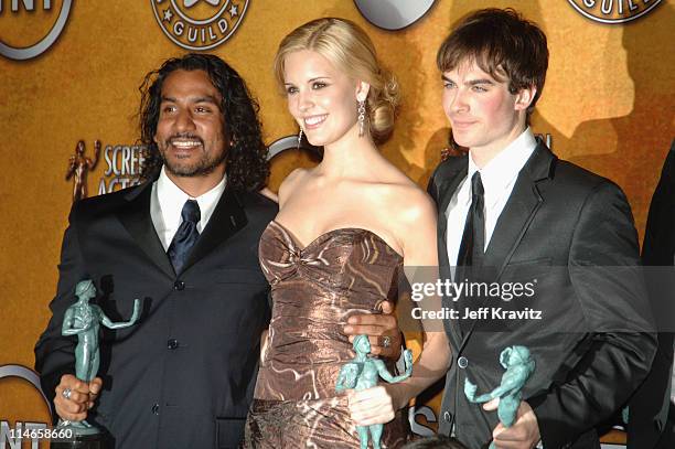 Naveen Andrews, Maggie Grace and Ian Somerhalder of "Lost," winner Outstanding Performance by an Ensemble in a Drama Series