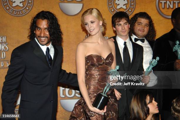 Naveen Andrews, Maggie Grace, Ian Somerhalder and Jorge Garcia of "Lost," winner Outstanding Performance by an Ensemble in a Drama Series