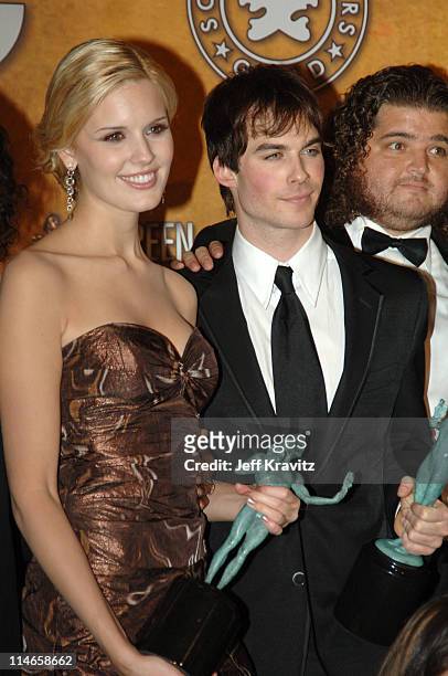 Maggie Grace, Ian Somerhalder and Jorge Garcia of "Lost," winner Outstanding Performance by an Ensemble in a Drama Series