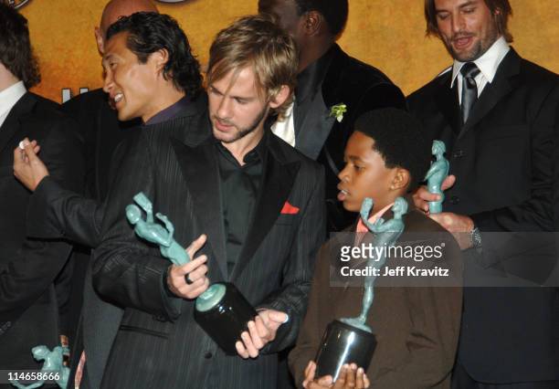 Dominic Monaghan and Malcolm David Kelley of "Lost," winner Outstanding Performance by an Ensemble in a Drama Series