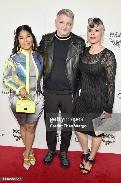 Misa Hylton Brim, Dirk Schoenberger, and April Walker attend the premiere of "The Remix: Hip Hop x Fashion" at Tribeca Film Festival at Spring...