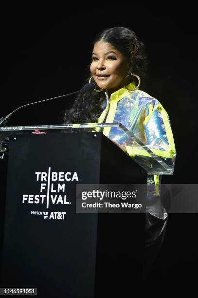 Misa Hylton Brim speaks onstage during the premiere of "The Remix: Hip Hop x Fashion" at Tribeca Film Festival at Spring Studios on May 02, 2019 in...