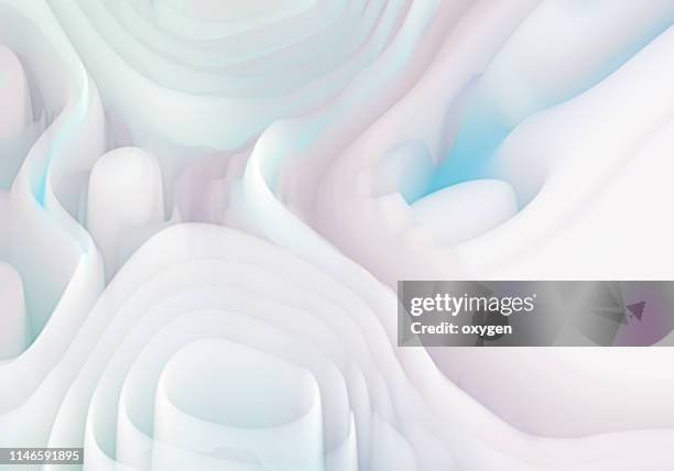 colorful 3d peaks flowing chromatic holographic dynamic waves - white morph stock pictures, royalty-free photos & images