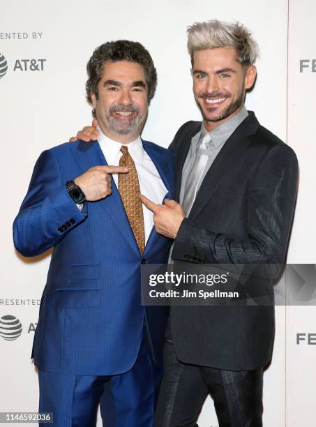 Actor Zac Efron and director Joe Berlinger attend the screening of "Extremely Wicked, Shockingly Evil and Vile" during the 2019 Tribeca Film Festival...
